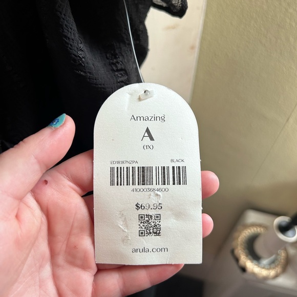 NWT! Arula by Altar’d State Black Babydoll Ruffle Dress with Spaghetti Straps - Picture 3 of 7